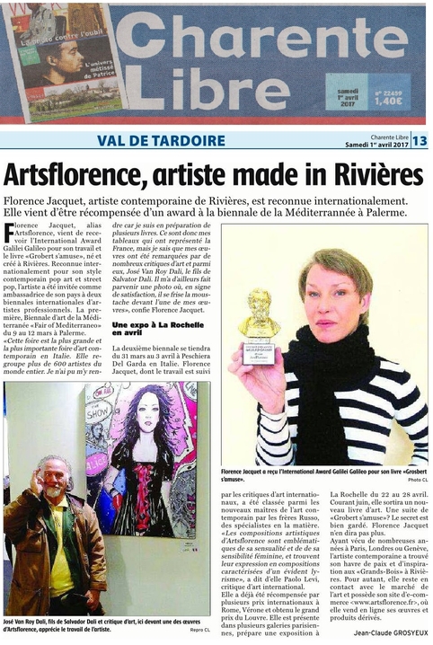 artsflorence -  charente libre fait un dossier sur artsflorence  avril 2017